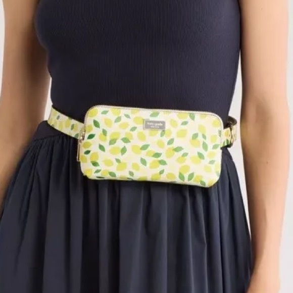Kate Spade Leather Lemon Lime πβπ© π Print Belt Bag Fanny Pack sz L/XL NWT - Picture 2 of 9